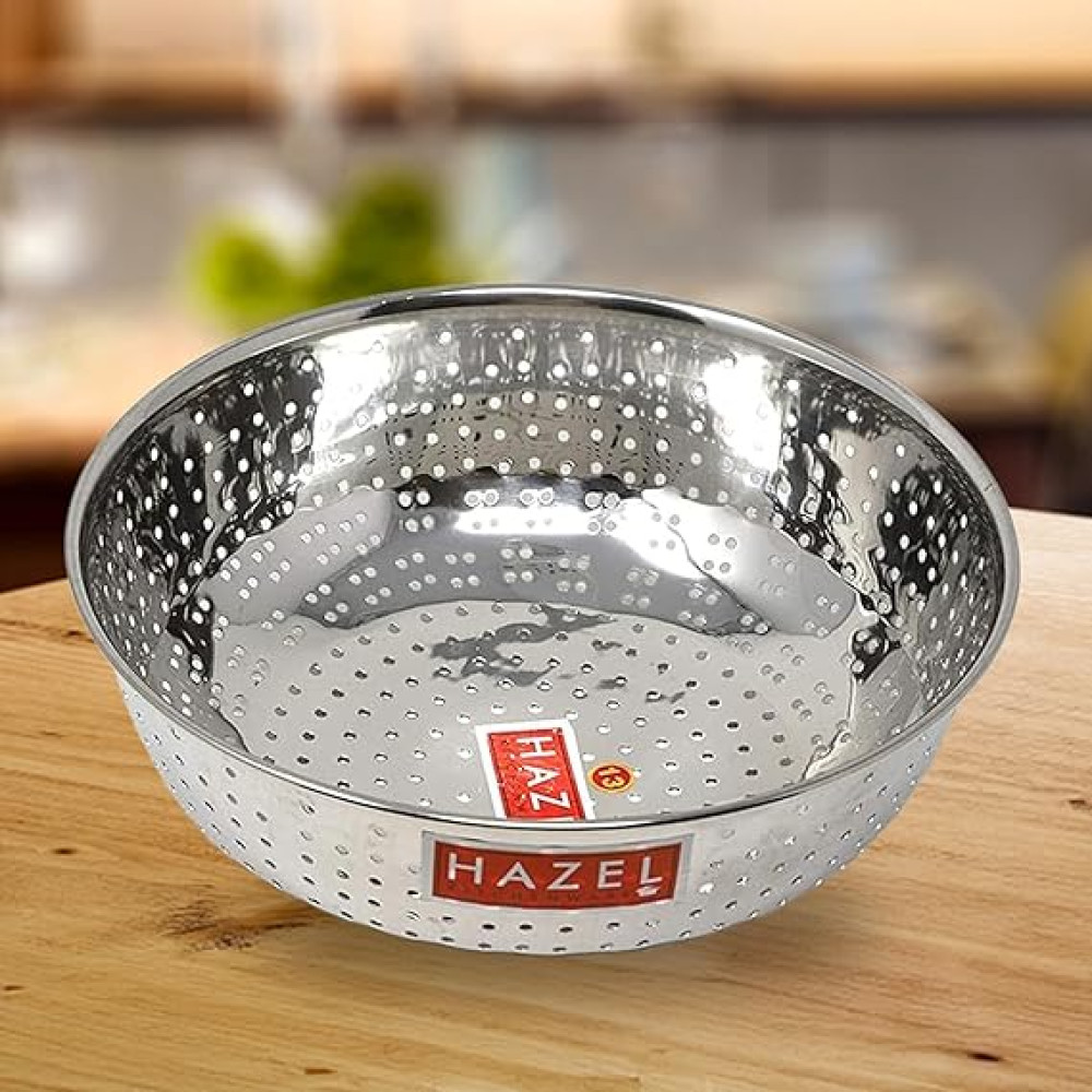 HAZEL Stainless Steel Multipurpose Food & Vegetable Strainer, 1 Pc, Dia 23 cm