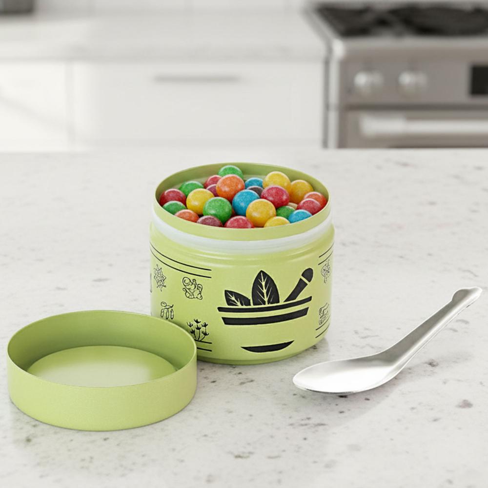 HAZEL Masala Container Set with Spoon | Airtight GI Steel Spice Box for Kitchen Storage, Light Green