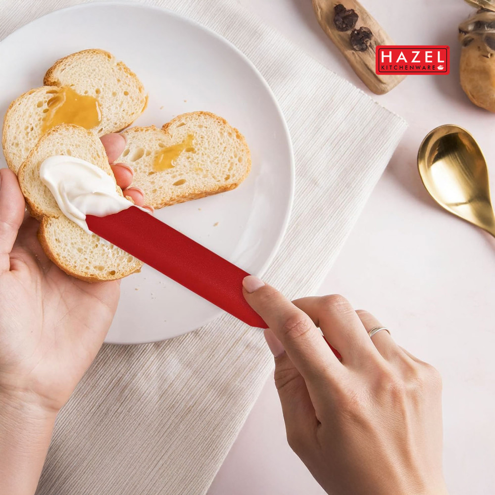 HAZEL Silicone Iicing Knife (Red)| Heat Resistant, Non-Stick & Flexible Spatula for Mixing, Scraping & Spreading Batter, Cream & Chocolate | Durable & Easy to Clean