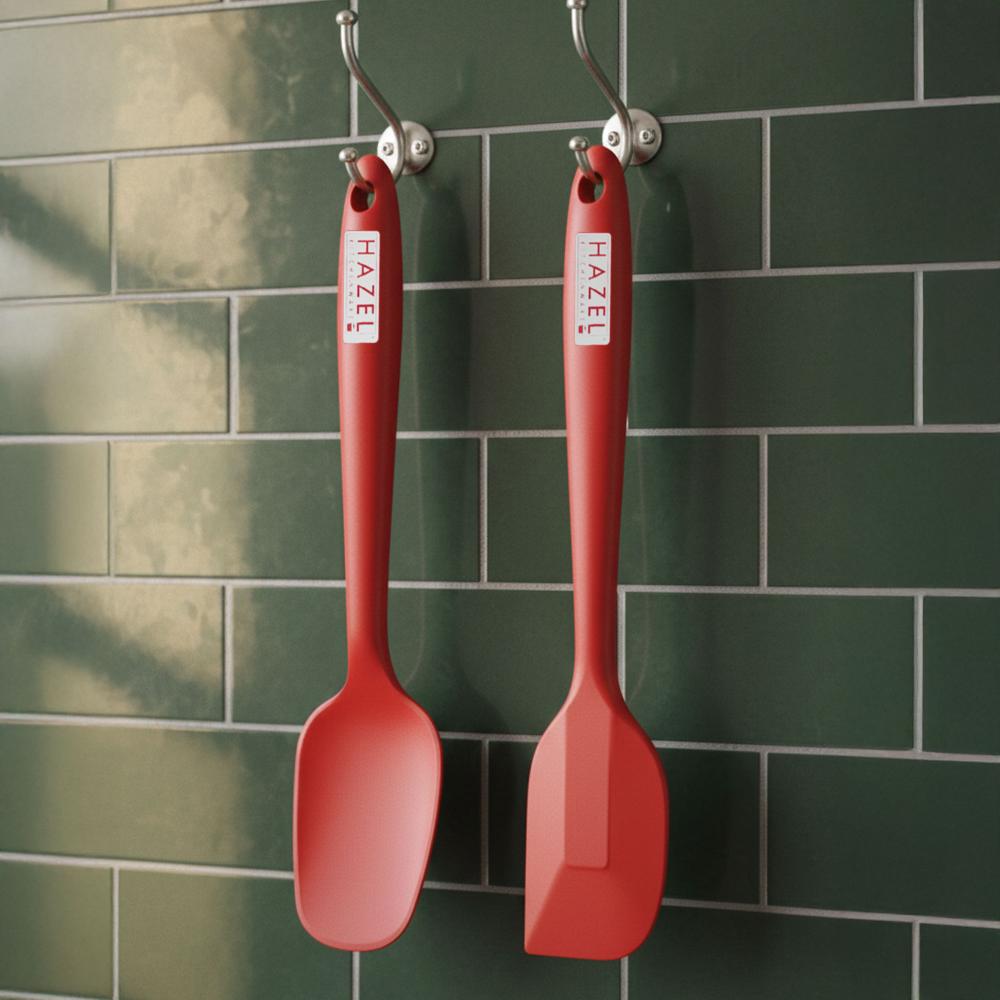 HAZEL Silicone Spatula & Spoonula Combo (Red, 8 inch)