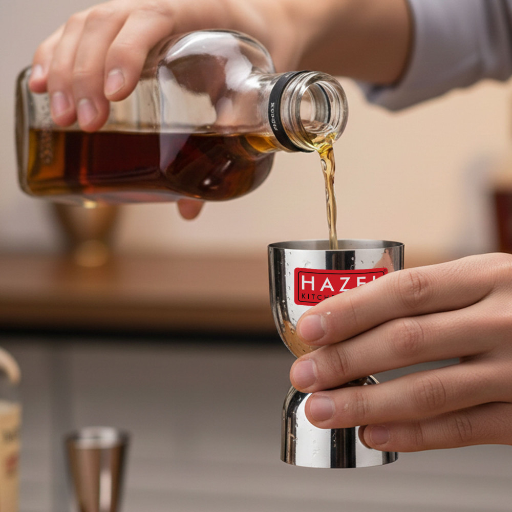 HAZEL Stainless Steel Peg Measure Jigger | Double Sided Round Jigger Measure, 50 ML