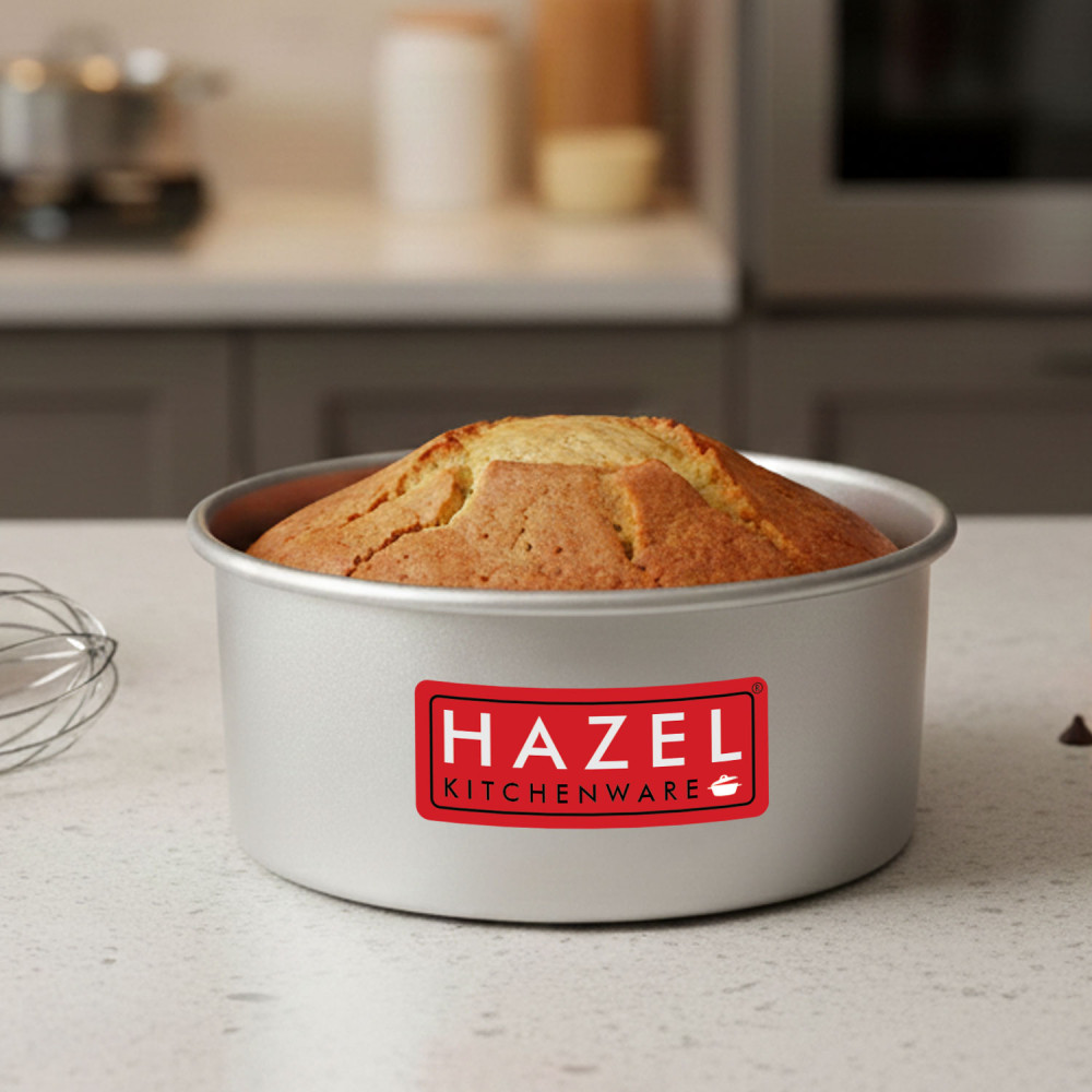HAZEL Aluminium Detachable Cake Moulds | Removable Bottom Cake Tin | Round Cake Mould Removable Base | Baking Essentials Tools For OTG Microwave, Medium