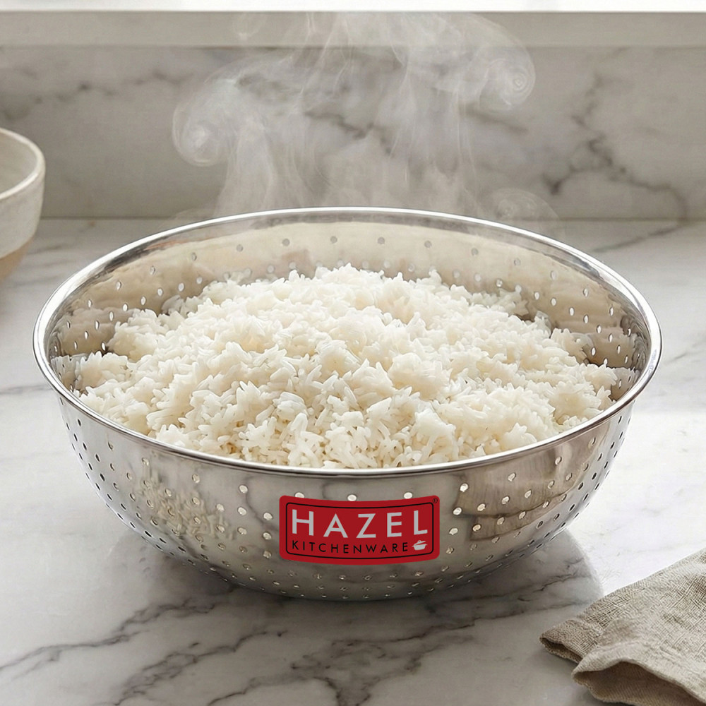 HAZEL Stainless Steel Multipurpose Food & Vegetable Strainer, 1 Pc, Dia 25 cm