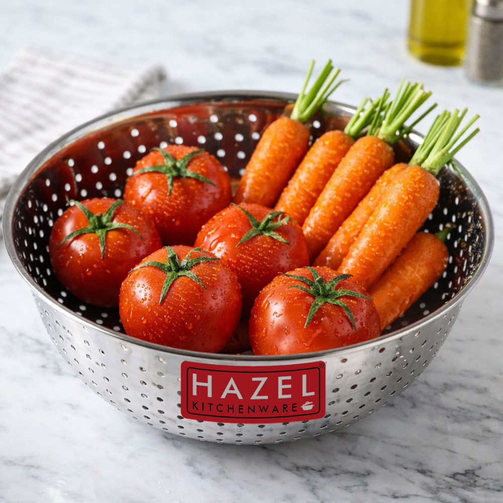 HAZEL Stainless Steel Multipurpose Food & Vegetable Strainer, 1 Pc, Dia 27 cm