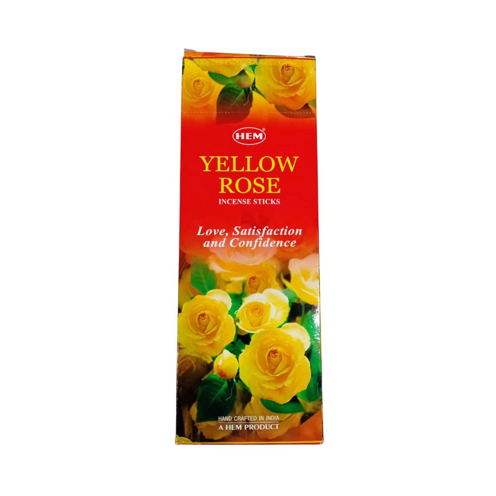 HEM Yellow Rose Agarbatti Incense Sticks | Long Lasting Floral Aroma |6 Packs (20g Each)