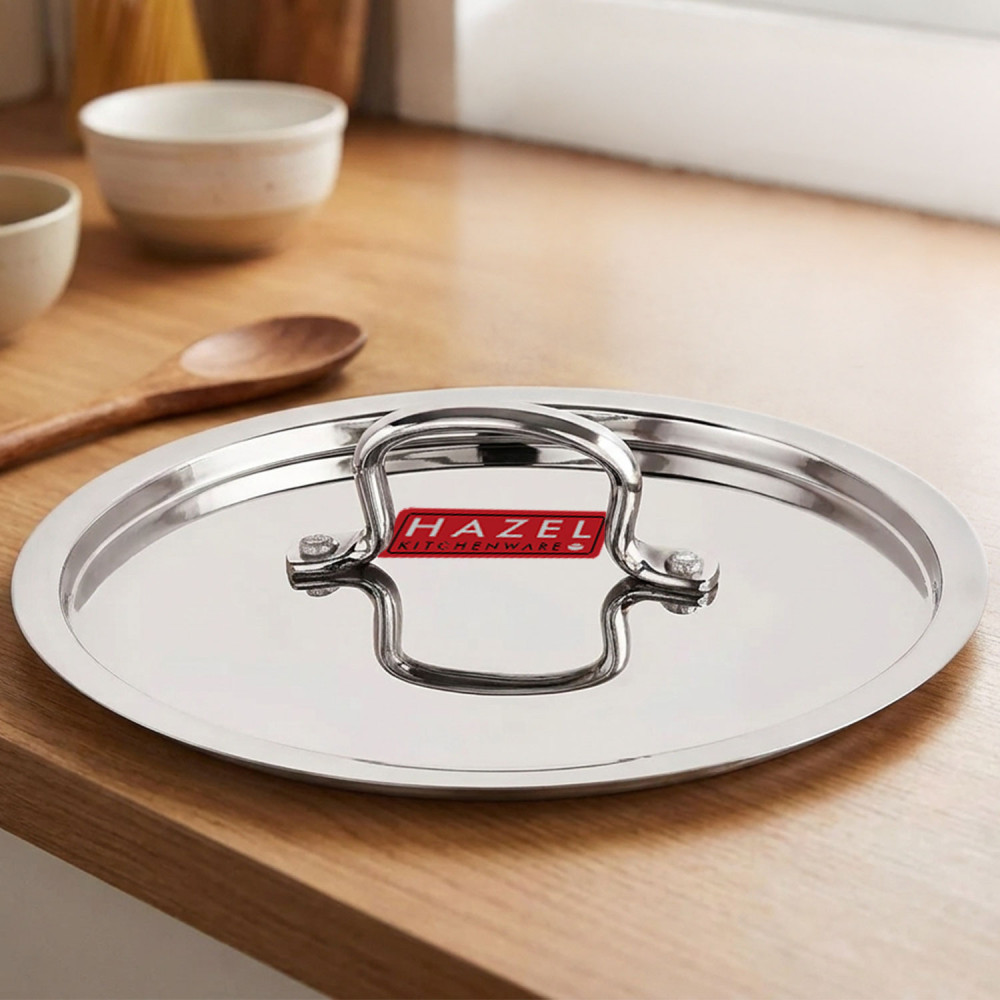 HAZEL Stainless Steel Cookware Plain Lid With Handle (Outer Diameter 30.2 cm, Inner Diameter 28 cm)