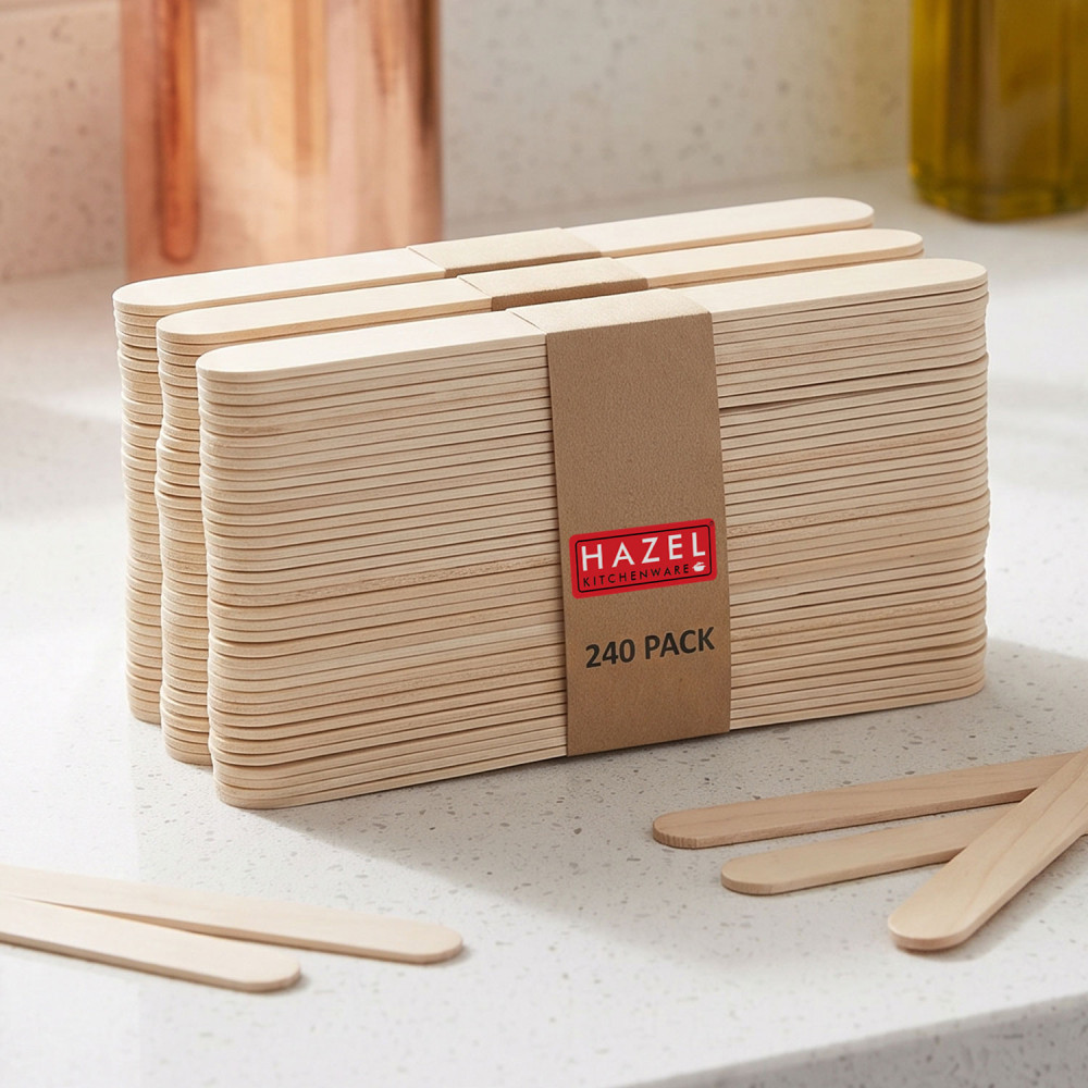 HAZEL Wooden Ice Cream Sticks | Craft Sticks for Art, DIY and Craft for Kids | Popsicle Stick | Pack of 240, Beige
