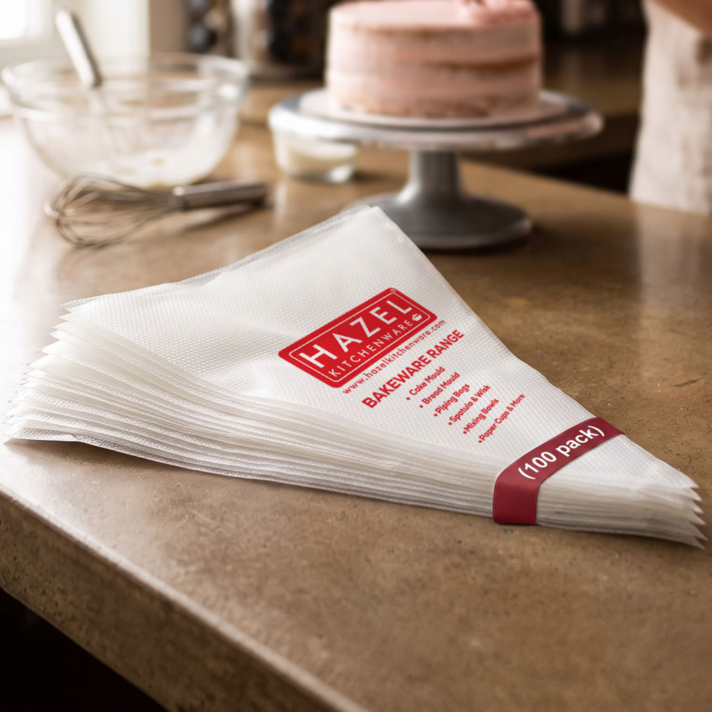 HAZEL Disposable Piping Bags 100 Pcs â€“ Icing Bags, Decorating Bags, Frosting Bags, 100 Pack
