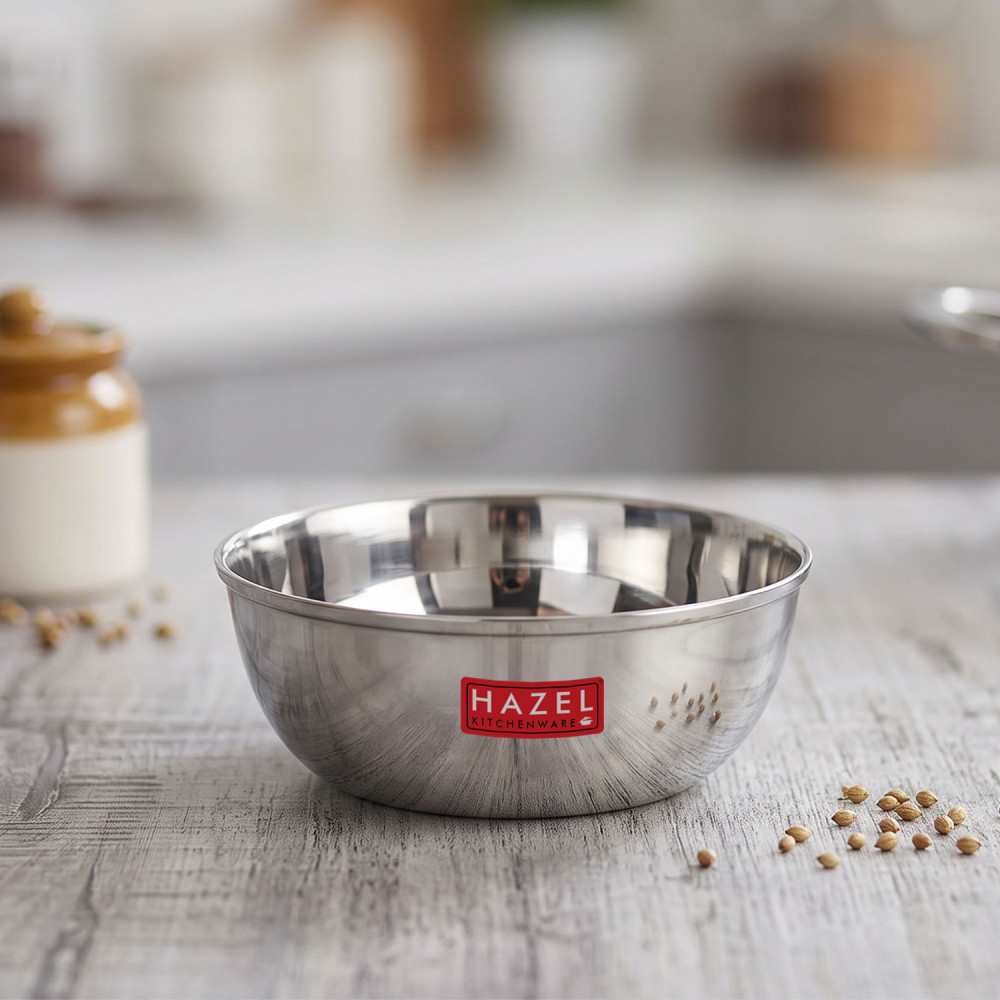 HAZEL Stainless Steel Bowl Vati | Steel Bowl Set For Kitchen | Dinner Bowl Katori Serving Wati, 270 ML, Set of 1
