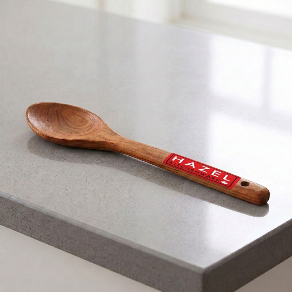 HAZEL Wooden Serving Pan Spatula Scoup Non Stick One Piece Cooking Spoon Kitchen Tools Utensil, Small Size