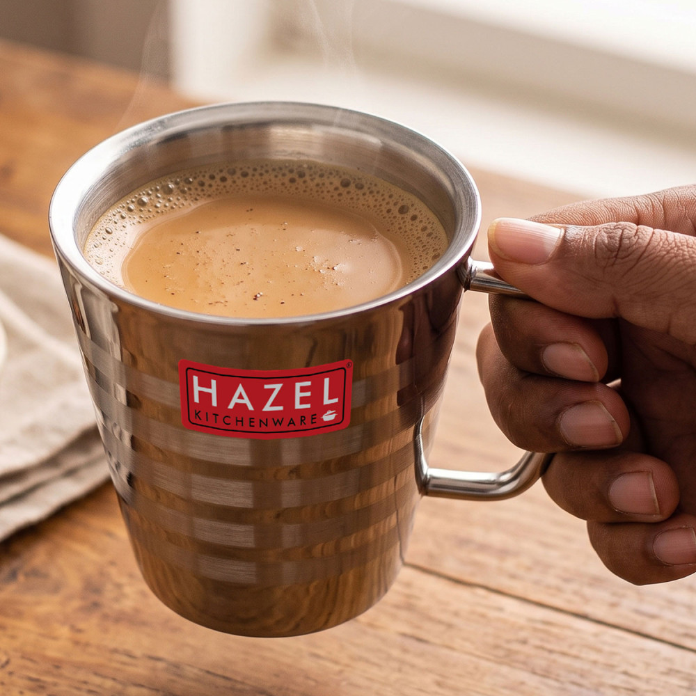 HAZEL Stainless Steel Green Tea Coffee Big Classic Mug, 1 Pc, 300 ml