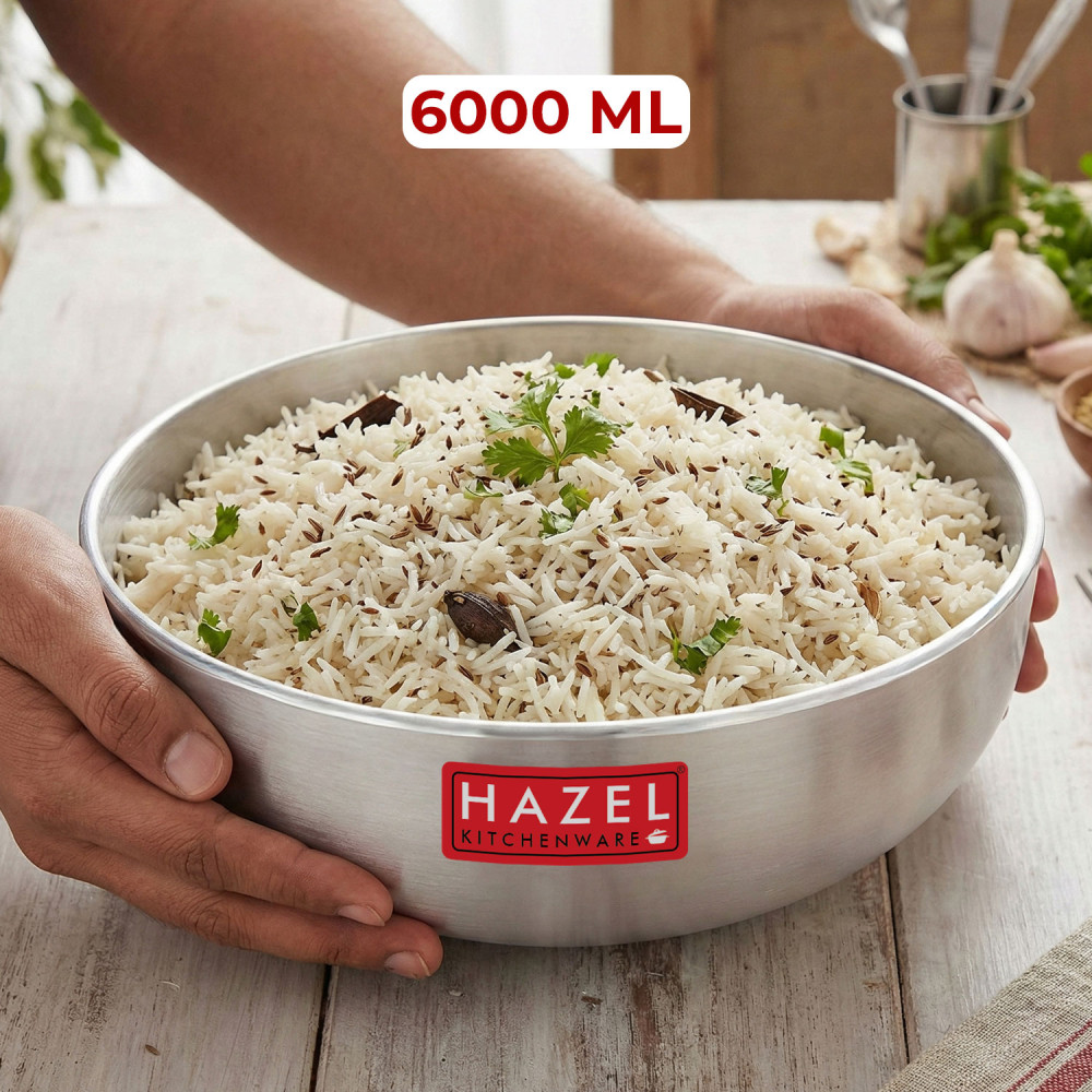 HAZEL Aluminium Tasla 4 mm Frying Tasra Kadhai, (Silver, 28.6 cm, 6000 ml)