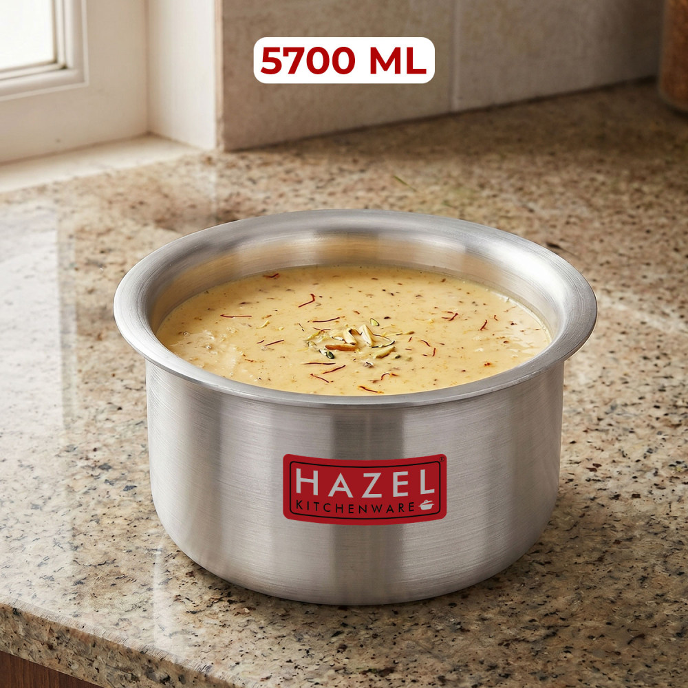 HAZEL Aluminium Induction Base Tope Patila Flat Bottom Boiling Vessels Bhagona Dekchi, 23.3 cm, 5700 ML