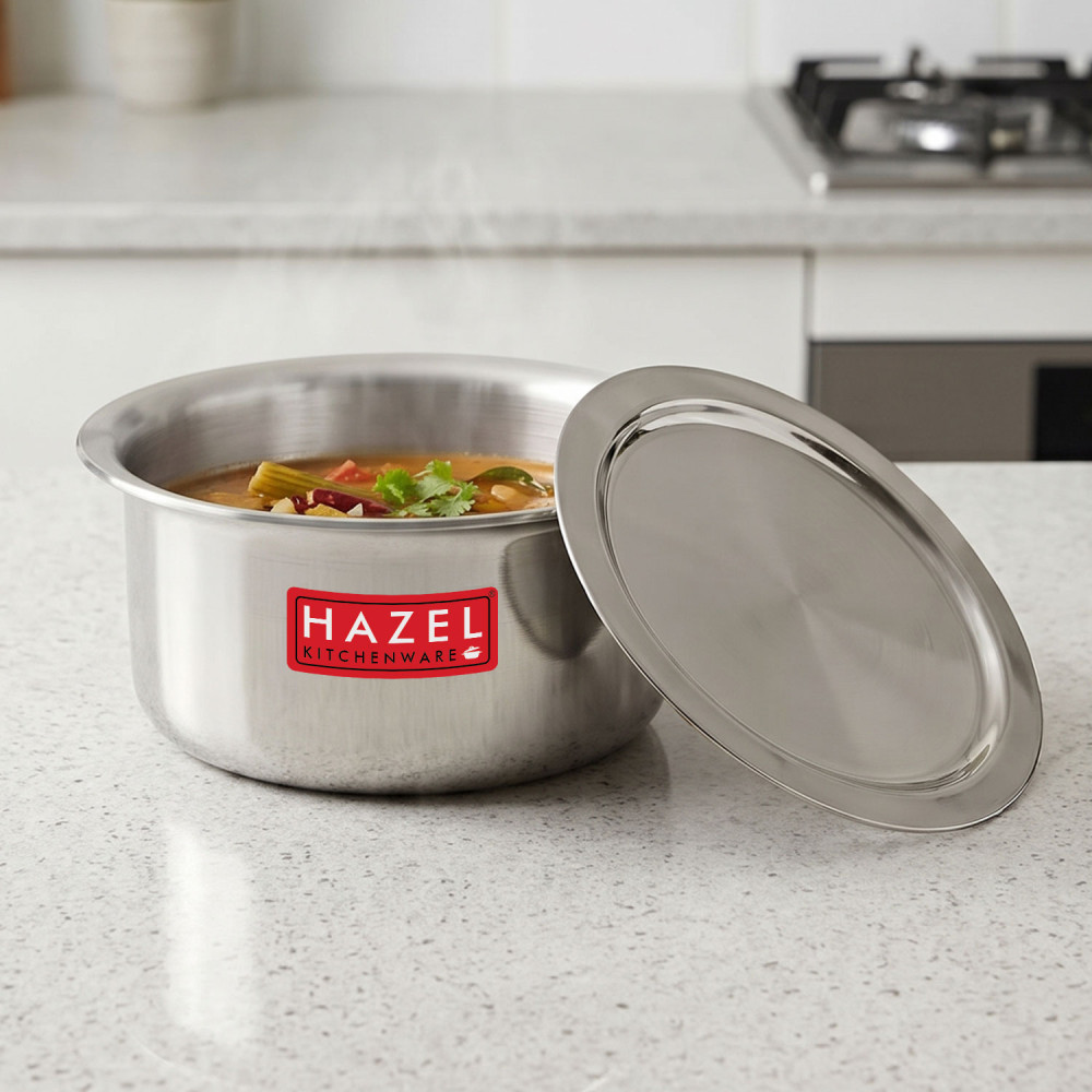 HAZEL Aluminium Tope with Lid | Food-Grade Aluminium Kitchen Utensils for Traditional Indian Cooking |Combo of Tope with Lid, 1400 ml