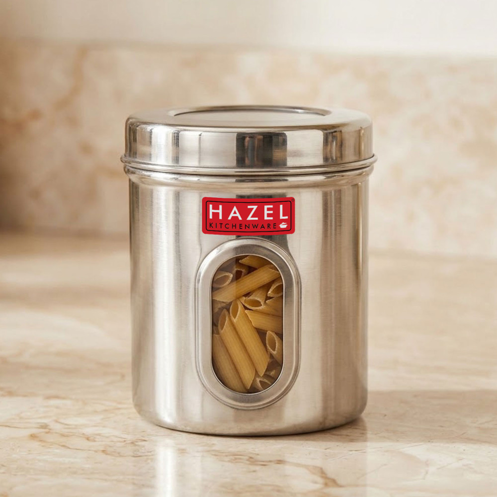 HAZEL Stainless Steel Transparent Kitchen Storage Containers with Air Tight Lid, 1700 ML
