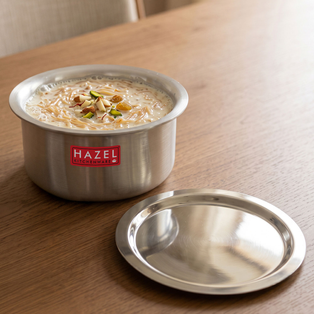 HAZEL Aluminium Tope with Lid | Food-Grade Aluminium Kitchen Utensils for Traditional Indian Cooking |Combo of Tope with Lid, 1800 ml