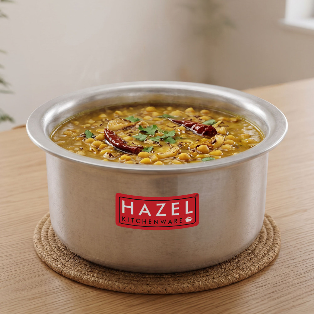 HAZEL Aluminium Tope Patila Flat Bottom Boiling Vessels Bhagona Dekchi, 20.5 cm, 4000 ML, Silver