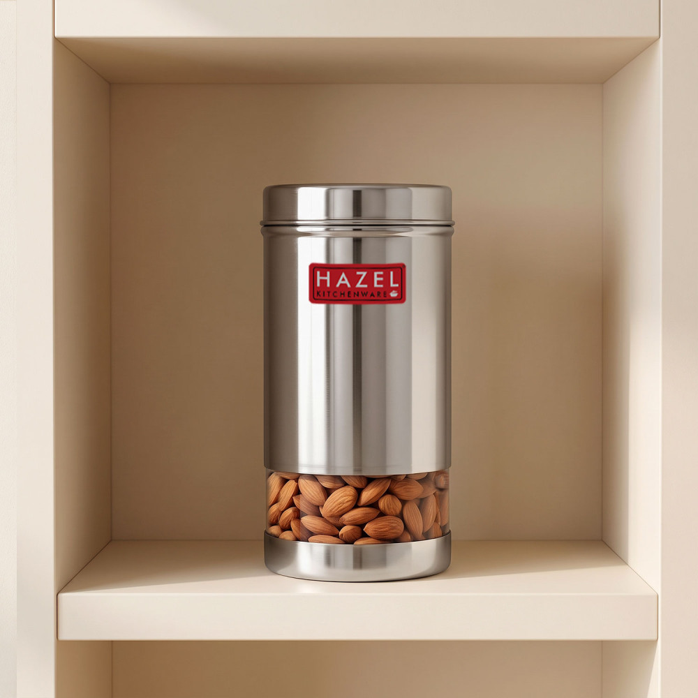 HAZEL Stainless Steel Refrigerator Storage Container | Stainless Steel See Through Storage Container for Kitchen | Container for Kitchen Storage 500 ML, Silver
