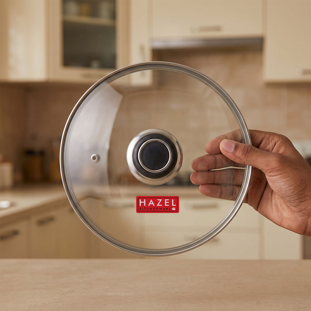 HAZEL Glass Cookware Lid With Knob and Built In Steam Vents, 23.9 cm