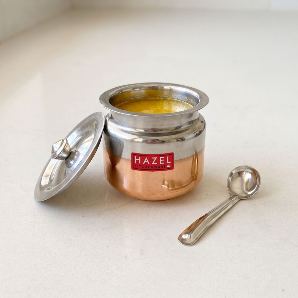 HAZEL Ghee Pot Copper bottom Premium - Large - Anarkali S3