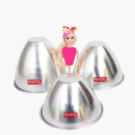 HAZEL Aluminium Doll Frock Cake Mould Set of 3 Small, Medium and Large
