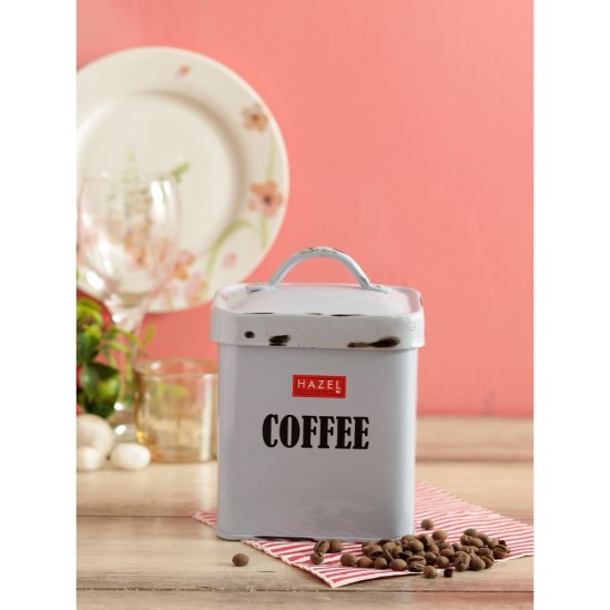 HAZEL Antique Rectangle Coffee Storage Canister Container With Handle, 1150ML, Blue
