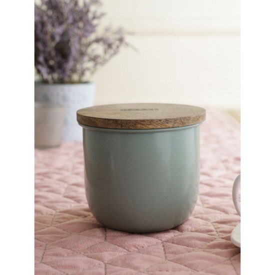 HAZEL Airtight Container for Kitchen | Dry Fruits Box with Wooden Lid| Small Container For Kitchen | Food Grade Spices Storage Containers, 250 ML, Green