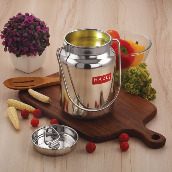 HAZEL Stainless Steel Oil and Ghee Air Tight Container | Oil Pot Container for Kitchen Storage | Heavy Gauge Steel Ghee Can, 4 Litre