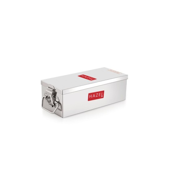HAZEL Stainless Steel Jewellery Box Organisers for Women | Cash Box for Home & Shop Counter with Locking System & Glossy Finish, Small