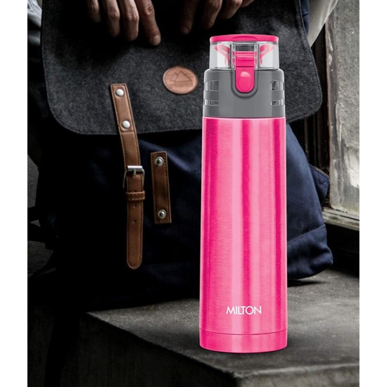 Milton Atlantis 400 Thermosteel Hot & Cold Tea Water Bottle 350 ml Pink