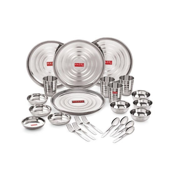 HAZEL Stainless Steel Dinner Set 24 Pcs Designer Gift Set