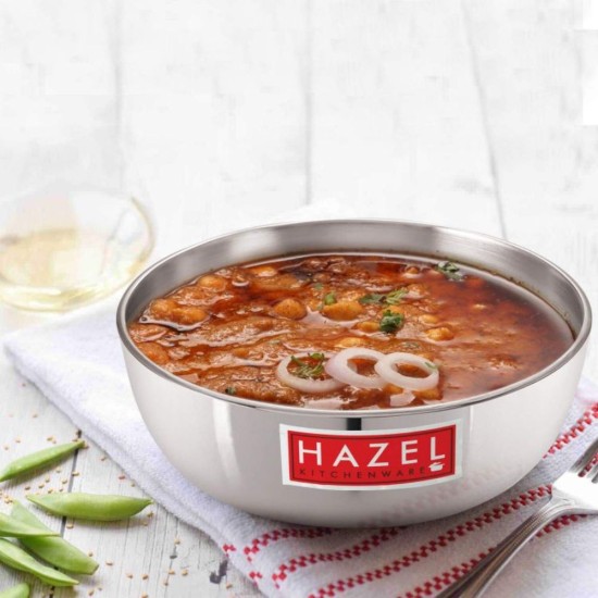 HAZEL Aluminium Kadai Without Handle | Food-Grade Tasla Kadhai with Polished Outer Surface, 4400 ml with 4 mm Thickness and Round Bottom