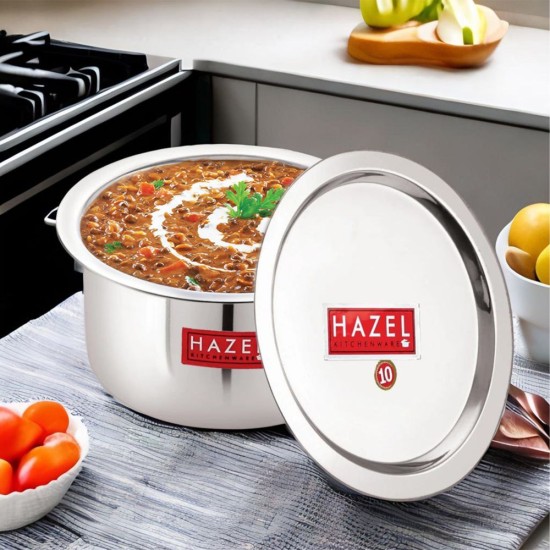 HAZEL Utensils Set for Kitchen | Steel Tope Set with Lid and Heavy Gauge Round Bottom, Set of 1, 1000 ml | Boiling Vessels, Multipurpose Steel Bhagona