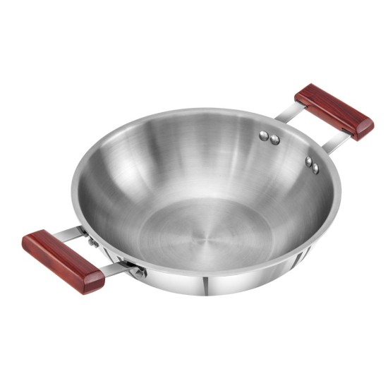 Hawkins 2.5 Litre Deep Fry Pan, Triply Stainless Steel Kadai, Flat Bottom Induction Kadhai, Silver (SSD25)