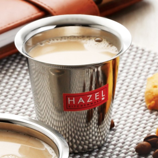 HAZEL Stainless Steel Tea Glasses Set of 1 | Unbreakable Drinking Glasses with Glossy Finish, 200 ML