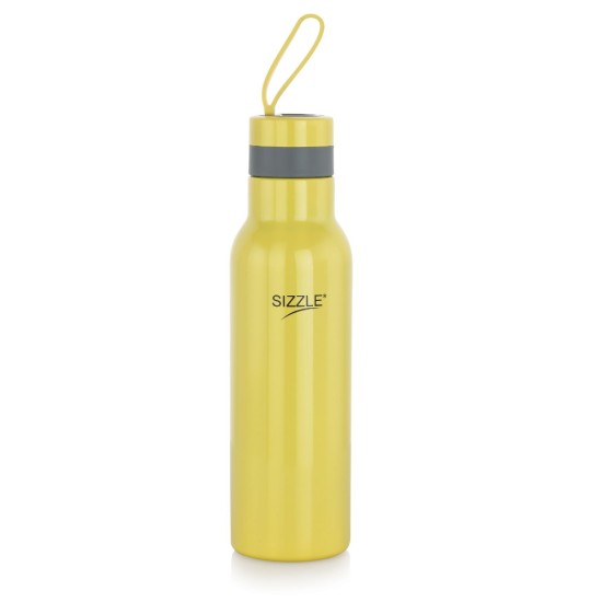 Sizzle Modern Stainless Steel Lightweight Leakproof Water Bottle, 1000 ML, Yellow