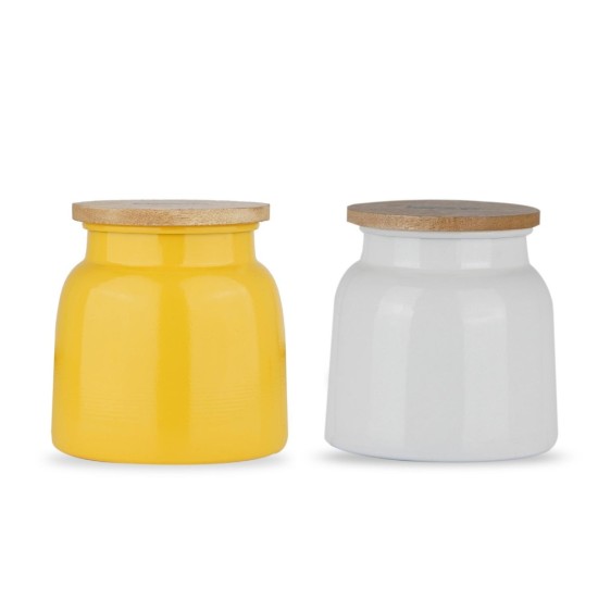 HAZEL Storage Container for Kitchen | Air Tight Container for Storage with Lid, Set of 2, Yellow & White, 750 ML