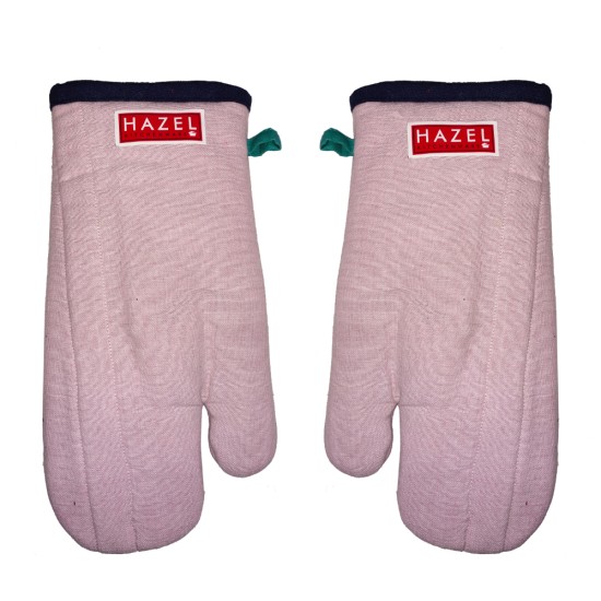 HAZEL Cotton Microwave Oven Gloves Heat Resistant Potholder Mitten Gloves For Baking , Set of 2