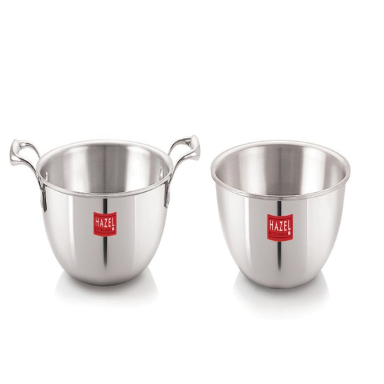 HAZEL Triply Stainless Steel Induction Bottom Kadhai and Tasra, 2.6 Litre, 24.5 cm