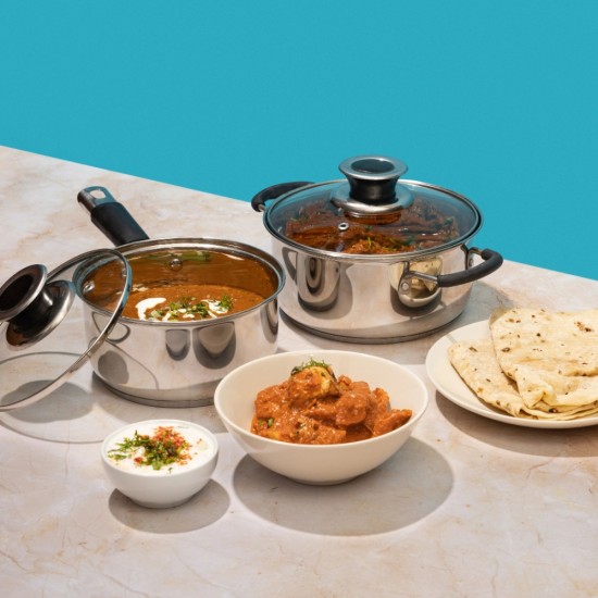 Vinod Cookware Masterchef Sauce Pan with Sauce Pot, Stainless Steel