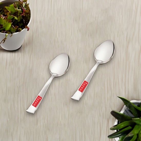 HAZEL Stainless Steel Small spoons set of 2 | Baby Serving Spoon 