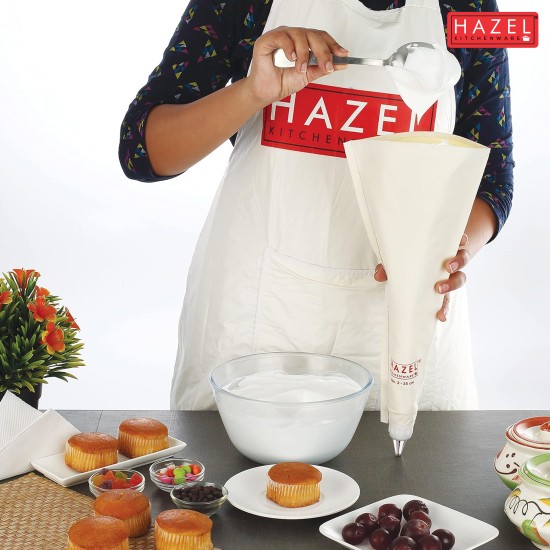HAZEL Cake Decorating Nozzle & Reusable Piping Bag 35 Cm | Star Nozzle for Icing, Pastry, Cupcakes, Cakes