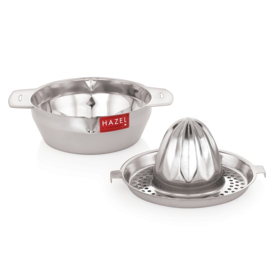 HAZEL Stainless Steel Hand Press Juicer - Manual Citrus Juicer Machine with Jali & Round Bowl