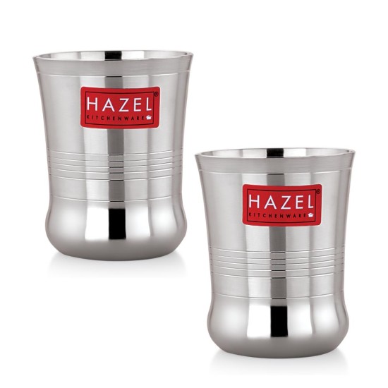 HAZEL Stainless Steel Toddler Glass Set of 2 - 200ml | Unbreakable Cups for Water, Juice & Milkshake