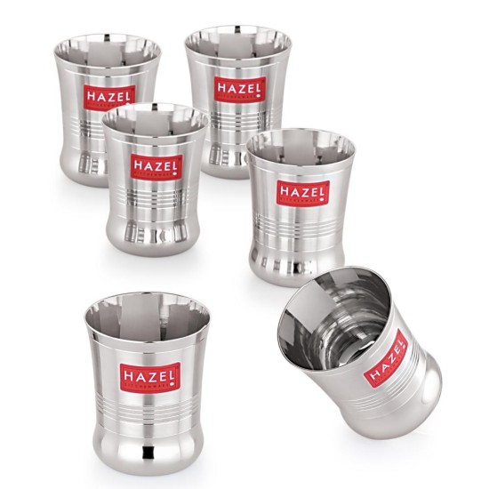 HAZEL Stainless Steel Glass Set of 6 - 200ml | Safe & Durable Small Glasses Water Cups for Kids
