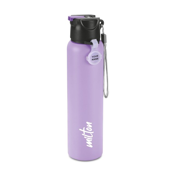 MILTON Sipstar 1000 Stainless Steel Sipper Water Bottle Single Walled Leak Proof Lid, 875 ML, Purple