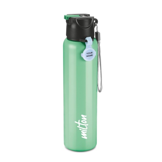 MILTON Sipstar 1000 Stainless Steel Sipper Water Bottle Single Walled Leak Proof Lid, 875 ML, Green