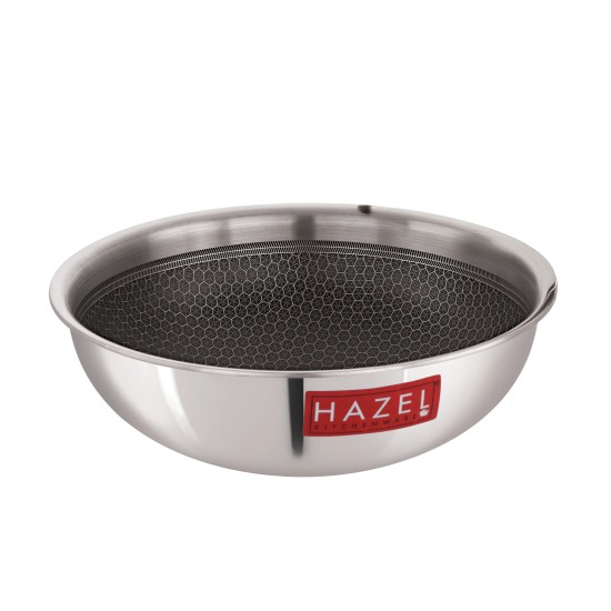 HAZEL Honeycomb Triply Non Stick Tasla | 24 cm - 2.5L | Metal Spatula Friendly | Induction Compatible
