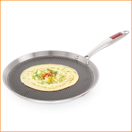 HAZEL Nonstick Dosa Tawa 26.3cm | Honeycomb Triply Steel Flat Tawa | Induction & Gas Compatible Tava