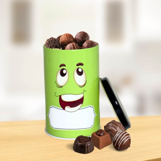 HAZEL Emoji Printed Tin Containers Green – Colorful Airtight Storage Jars for Gifting & Snacks, 490 ML